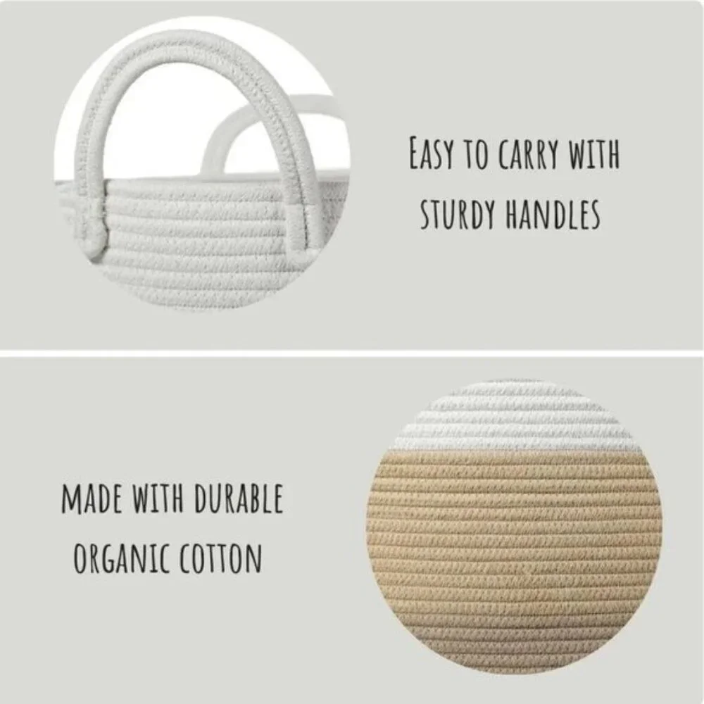 CASA LIFE DESIGNS Large Storage Durable Basket W Handles Brown White 14